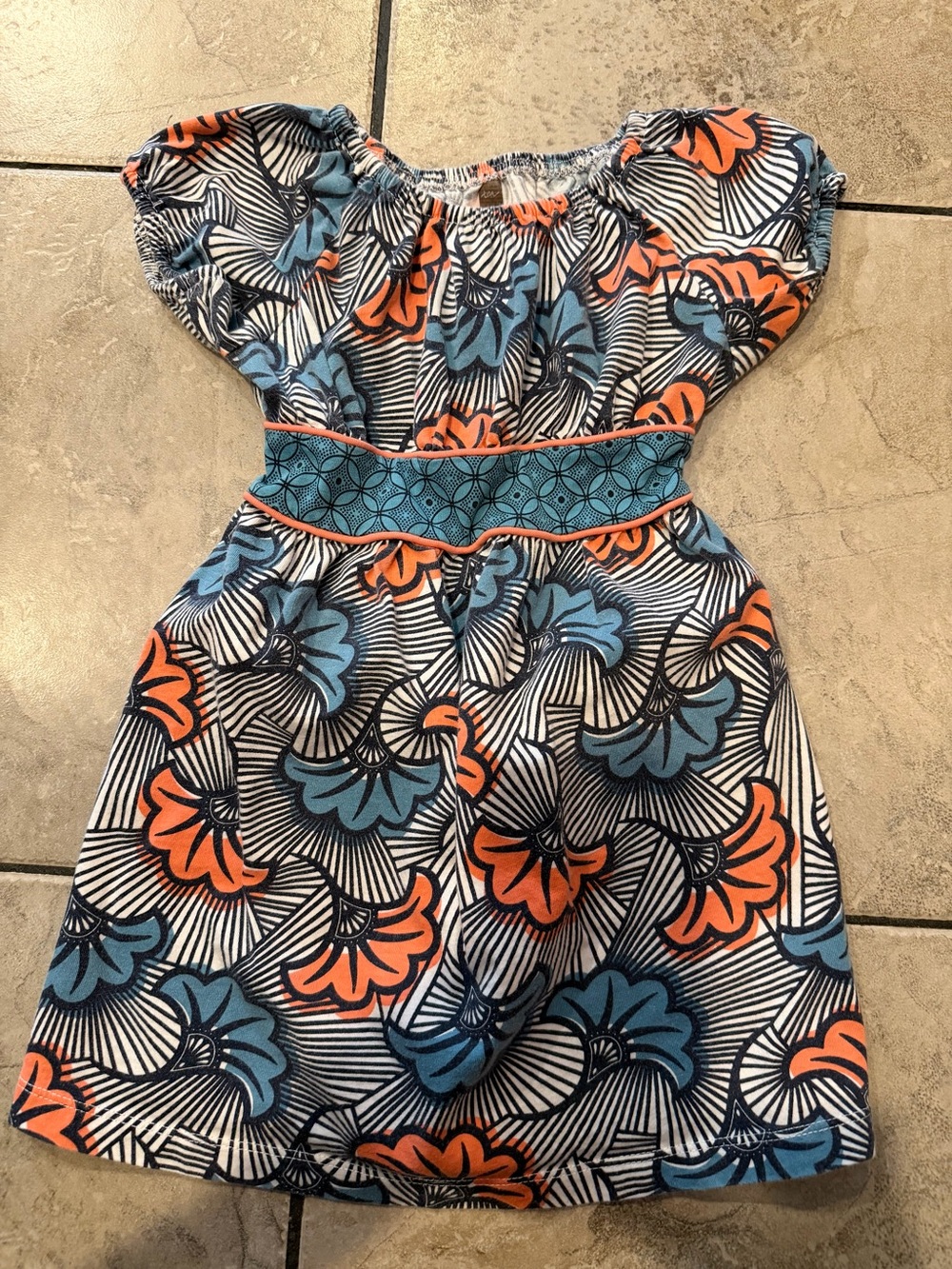 Tea Brand Blue and Orange Floral Dress